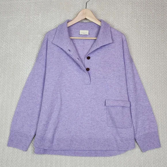 Poetry 100% Cashmere Purple Lavender Collared Sweater Women's Size UK 18 US 14 - Picture 3 of 11